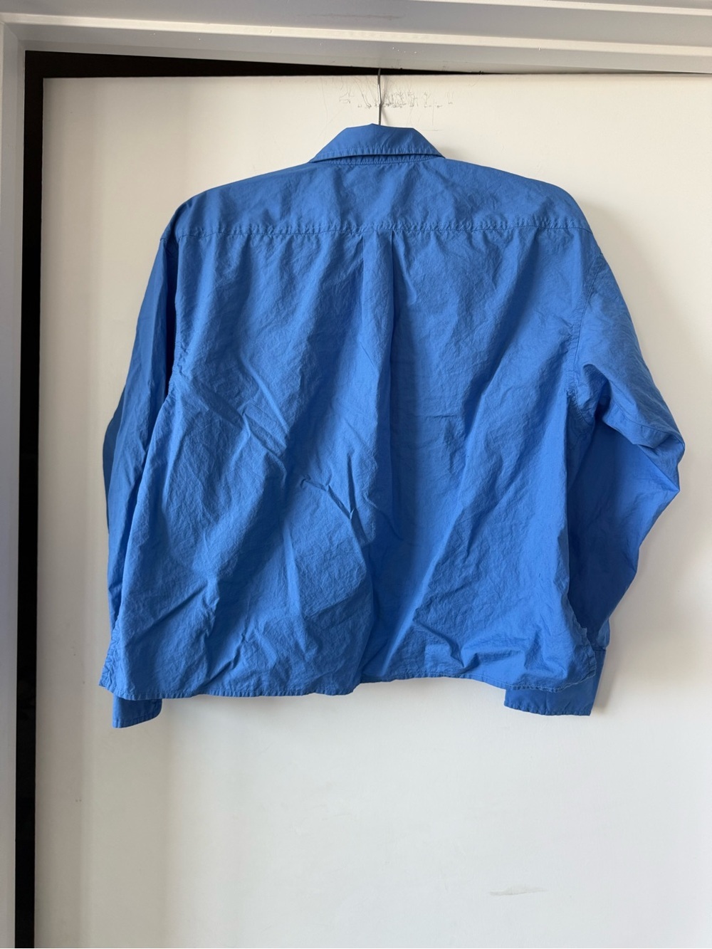 J. Crew Cropped Blue Button-Up Shirt - Picture 2 of 3